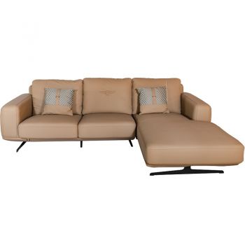 Ghế sofa chữ L kiểu ý da cao cấp chân sắt sang trọng