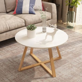 Bàn trà tròn IGEA chân gỗ sồi hiện đại